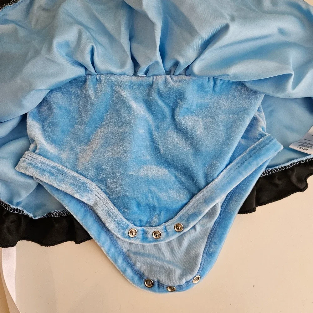 Disney Baby Alice in Wonderland Costume 12/18M Blue Velvet Tulle Set Check Legs